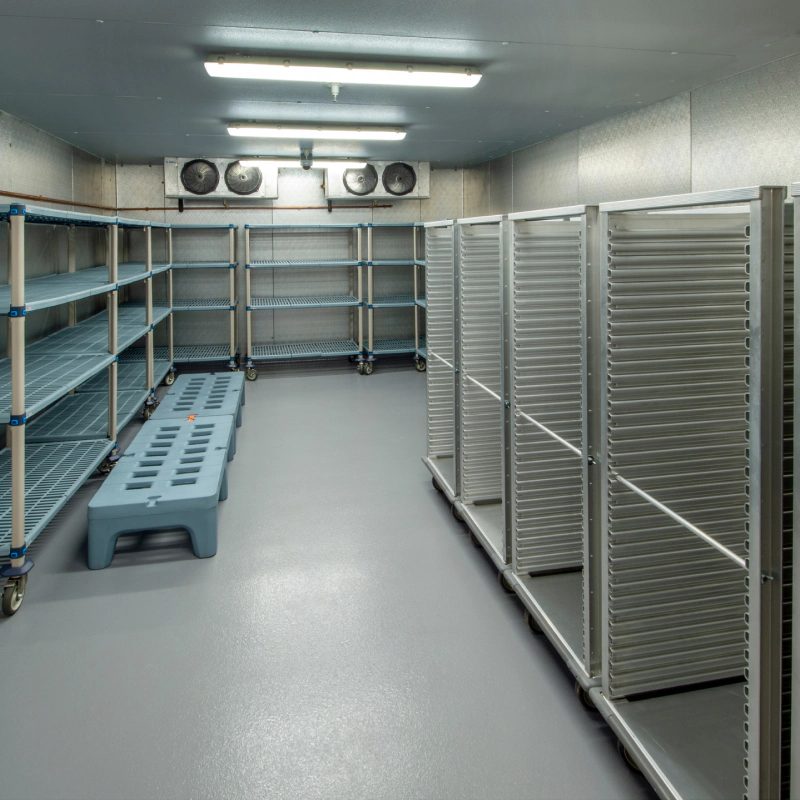 walk in freezer with racks